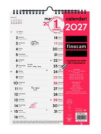Finocam Calendario de Pared Mensual 2027 en Catalán con Columnas 210x300 mm