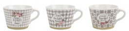 DKD Home Decor Set de 12 Tazas de Porcelana New Bone Surtido de Colores