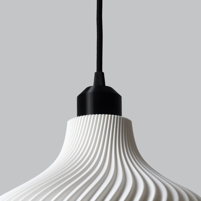 DAILA Lámpara Colgante Daila Blanco, Florón Negro, Cable Negro, Bombilla E27