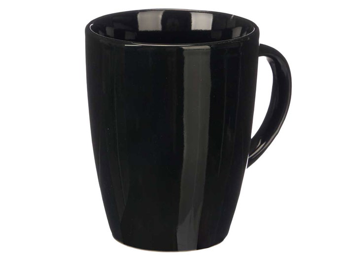 Vessia Jarra Mug Negro 330 ml Cerámica Loza Acabado Brillo 11.5x10.5x8.5 cm (Set de 24)