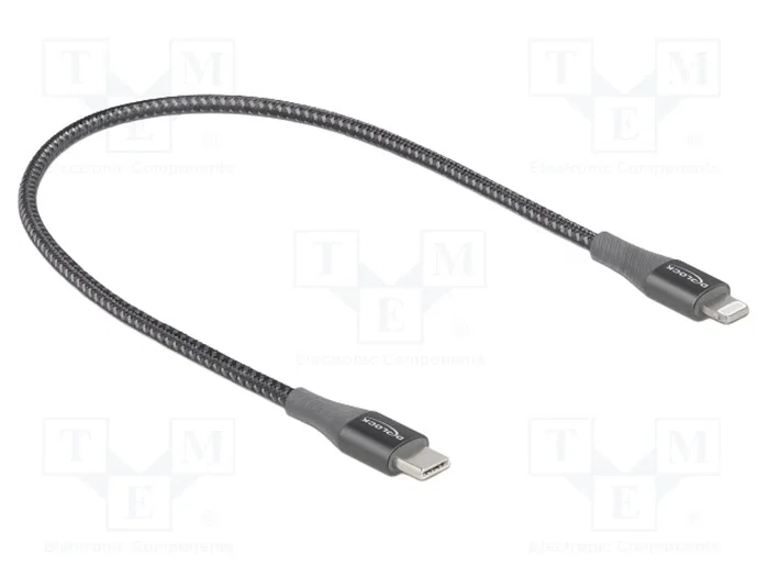 DeLOCK Cable de datos y carga USB Type-C a Lightning para iPhone, iPad y iPod, 0,5 m, Gris, MFi DeLOCK Cable de datos y carga USB Type-C a Lightning para iPhone, iPad y iPod, 0,5 m, Gris, MFi