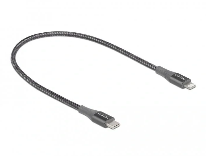 DeLOCK Cable de datos y carga USB Type-C™ a Lightning™ para iPhone™, iPad™ e iPod™, gris, 0,5 m, MFi