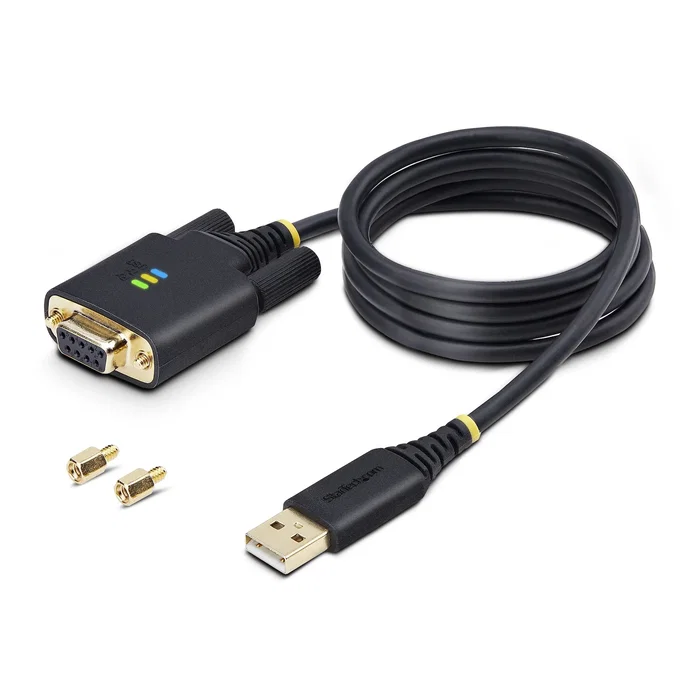 StarTech.com Adaptador USB a Serie RS-232 Null Modem 1P3FFCNB-USB-SERIAL Negro 1m - USB-A a DB-9 Macho - Windows/macOS/Linux/ChromeOS - Chipset FTDI FT232R