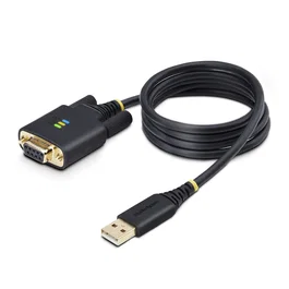 StarTech.com Adaptador USB a Serie RS-232 Null Modem 1P3FFCNB-USB-SERIAL Negro 1m - USB-A a DB-9 Macho - Windows/macOS/Linux/ChromeOS - Chipset FTDI FT232R