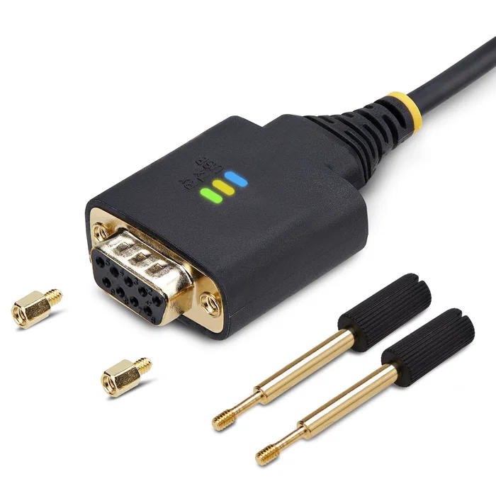 StarTech.com Adaptador USB a Serie RS-232 Null Modem 1P3FFCNB-USB-SERIAL Negro 1m - USB-A a DB-9 Macho - Windows/macOS/Linux/ChromeOS - Chipset FTDI FT232R