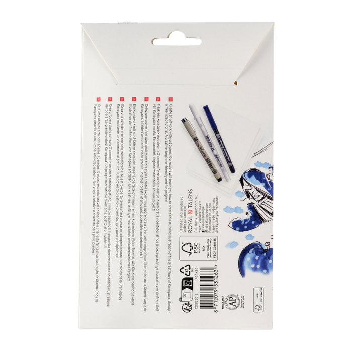 SAKURA Art Kit Kanagawa Set Creativo (Pigma Micron 05 negro + Gelly Roll + Koi coloring + 3 postales A6 con video tutorial)