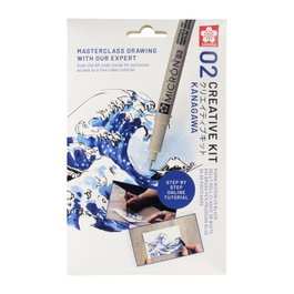 SAKURA Art Kit Kanagawa Set Creativo (Pigma Micron 05 negro + Gelly Roll + Koi coloring + 3 postales A6 con video tutorial)