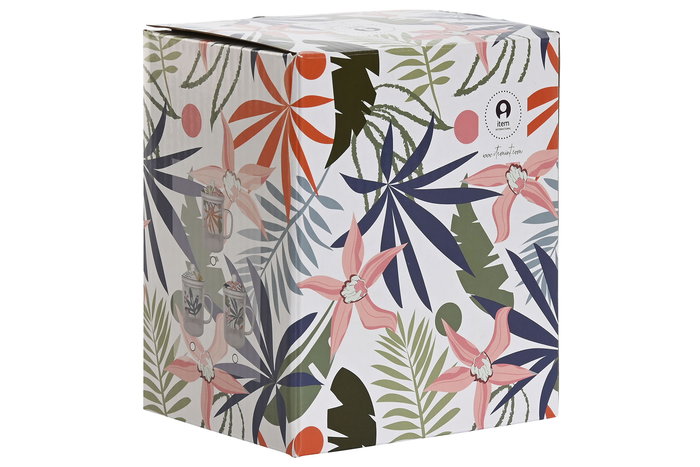 DKD Home Decor Taza Infusiones Moderno Cristal Porcelana Azul Verde Naranja Blanco Apto Microondas Lavavajillas 300ml Pack 6 Unidades 8 x 15 x 12 cm