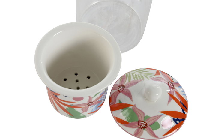 DKD Home Decor Taza Infusiones Moderno Cristal Porcelana Azul Verde Naranja Blanco Apto Microondas Lavavajillas 300ml Pack 6 Unidades 8 x 15 x 12 cm