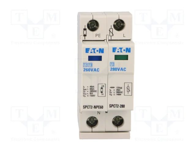 EATON ELECTRIC Limitador de sobretensiones Tipo 2 1+N 40kA 280VAC EATON ELECTRIC Limitador de sobretensiones Tipo 2 1+N 40kA 280VAC