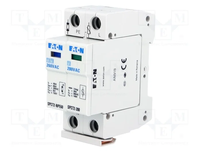 EATON ELECTRIC Limitador de sobretensiones Tipo 2 1+N 40kA 280VAC EATON ELECTRIC Limitador de sobretensiones Tipo 2 1+N 40kA 280VAC