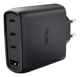 Trust Maxo 65W Cargador de Pared GaN con 3xUSB-C y 1xUSB-A Negro