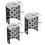 Hanah Home Juego de Mesas Nido Stil Black Marble con Tablero de Melamina y Estructura Metálica Negra