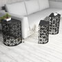Hanah Home Juego de Mesas Nido Stil Black Marble con Tablero de Melamina y Estructura Metálica Negra
