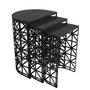 Hanah Home Juego de Mesas Nido Stil Black Marble con Tablero de Melamina y Estructura Metálica Negra