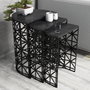 Hanah Home Juego de Mesas Nido Stil Black Marble con Tablero de Melamina y Estructura Metálica Negra
