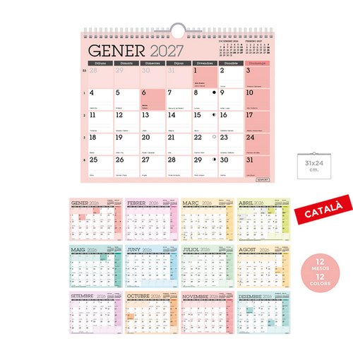 SENFORT Calendario de pared 2027 Classic Mensual en catalán SENFORT Calendario de pared 2027 Classic Mensual en catalán