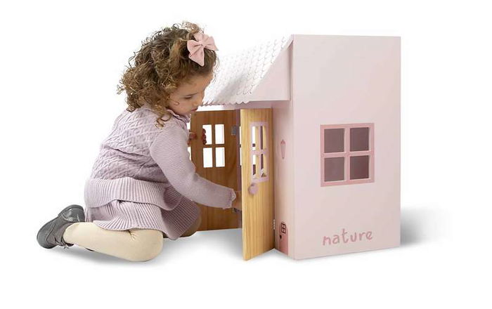 Cama-casita Nature 50x39x50 cm con 3 perchas para niños a partir de 3 años