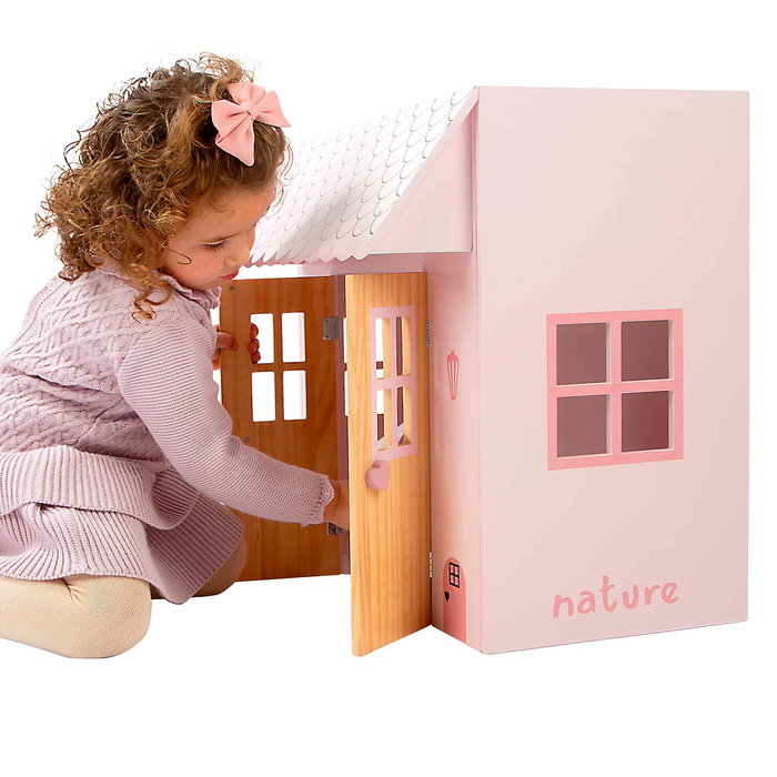Muñecas Arias Cama-Casita Nature Rosa con 3 Perchas Muñecas Arias Cama-Casita Nature Rosa con 3 Perchas
