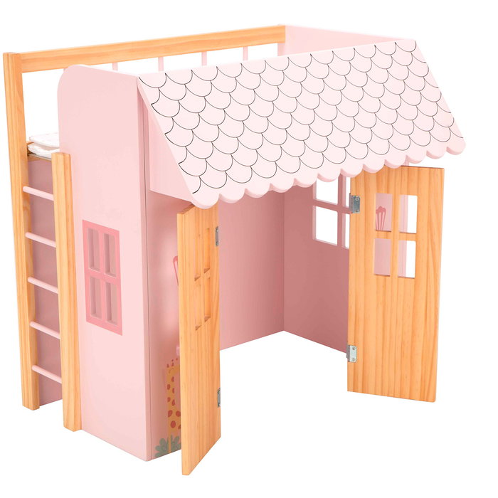 Muñecas Arias Cama-Casita Nature Rosa con 3 Perchas Muñecas Arias Cama-Casita Nature Rosa con 3 Perchas