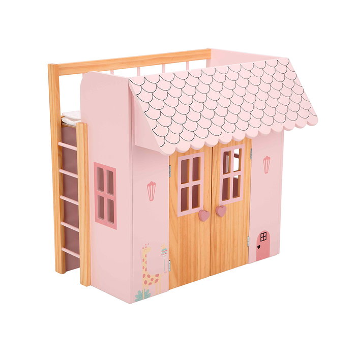 Muñecas Arias Cama-Casita Nature Rosa con 3 Perchas Muñecas Arias Cama-Casita Nature Rosa con 3 Perchas
