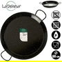 La Dehesa Paellera Esmaltada Acero Negro 60 cm Diámetro (53 cm base) Apta Gas Horno Leña 20 Raciones Asas (Set de 4)