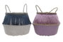 DKD Home Decor Cesta de Seagrass y Poliéster con Flecos