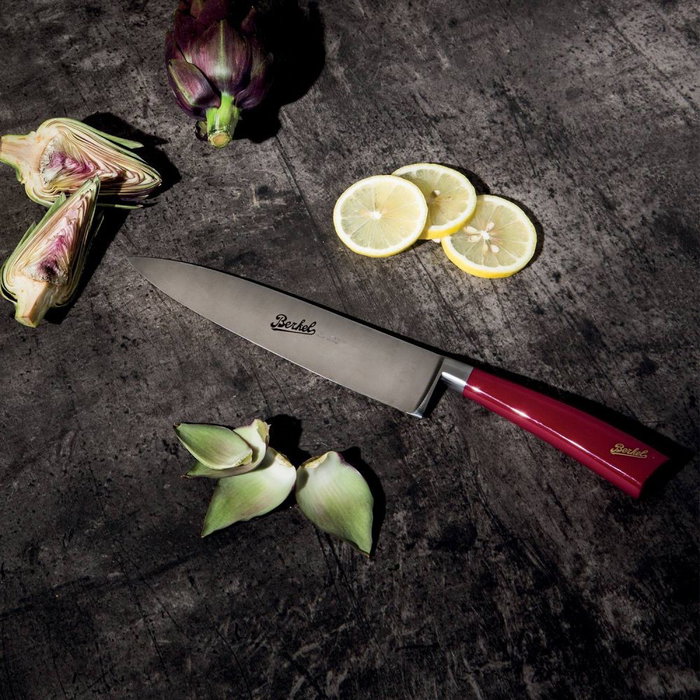 Berkel Elegance Red Chef-Set 3 piezas - Cuchillo de chef 22 cm, acero inoxidable X50CrMoV15, mango rojo termoplástico