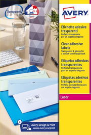 Etiquetas Adh.Impr.Avery A4 Polyester Transparente C.Romos Laser Caja 25H 99,1X38,1 Mm 350 Uds.(L7563)