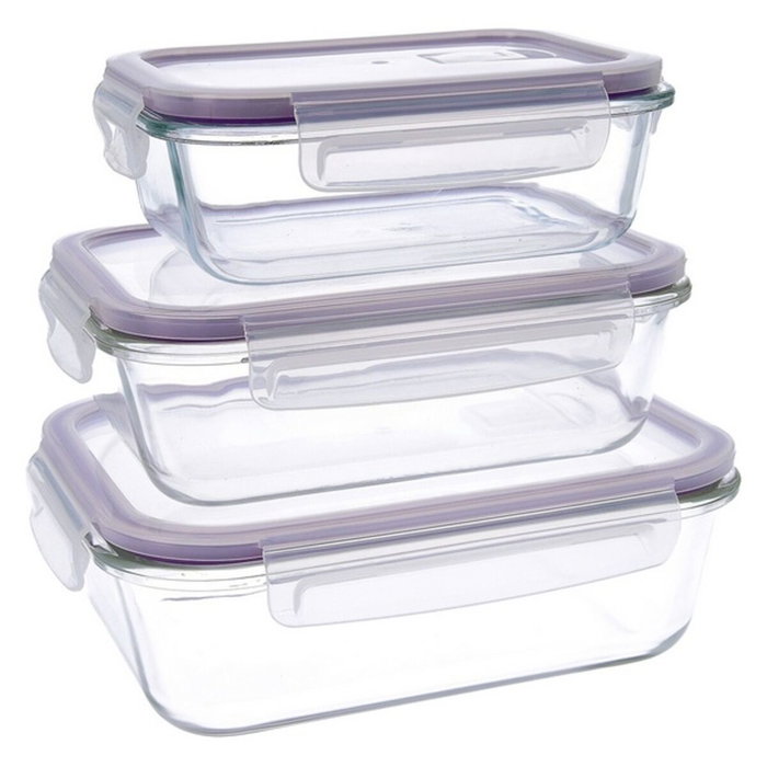 Quid Set de 3 Recipientes Herméticos Vidrio Frost (37 cL - 64 cL - 104 cL)