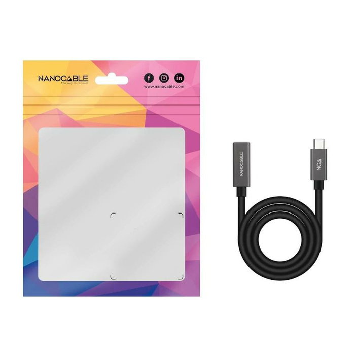 Nanocable Cable Prolongador USB-C 3.2 Gen2x2 2m Negro