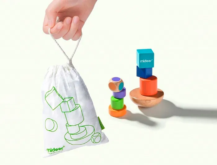 Mideer Juego de Balanceo Equilibra Figuras en Madera con Base Natural para Niños