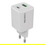 Canyon CU45AC Cargador GaN 45W con 1 Puerto USB-C PD y 1 Puerto USB-A QC, Enchufe UE, Blanco