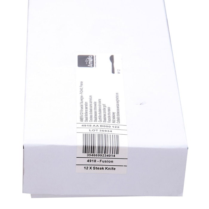 Set 12 Cuchillos Steaks Acero Inox Fusion Amefa 22x1,8x1,2 cm