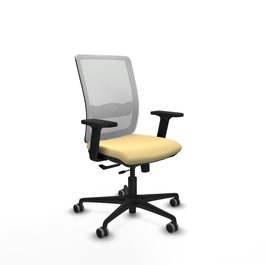 PIQUERAS Y CRESPO Silla de oficina Haches con mecanismo Sincro/Traslack, Crema y Blanco
