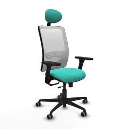 PIQUERAS Y CRESPO Silla de oficina Zulema con Mecanismo Sincro/Traslack, Turquesa y Blanco