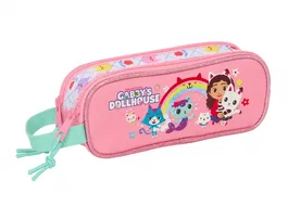 Safta Bolso Portatodo Doble Gabby's Dollhouse 80x210x60 mm - Estuche Escolar con Dos Cremalleras