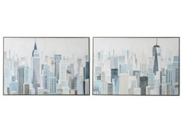 DKD Home Decor Cuadro Azul Blanco 4.5 x 82 x 122 cm (2 Unidades)