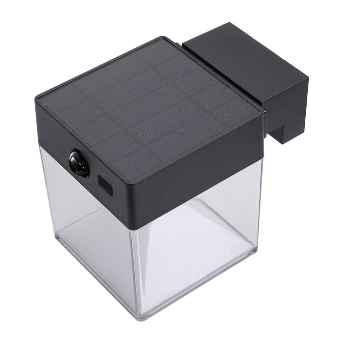 Edm Aplique Solar Cuadrado 4W 500lm 3CCT con Sensor de Movimiento y Crepuscular, Negro