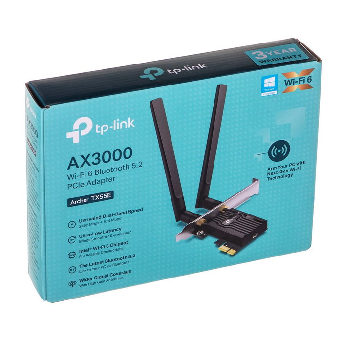 TP-Link Archer TX55E Adaptador Wi-Fi 6 y Bluetooth 5.2 PCIe TP-Link Archer TX55E Adaptador Wi-Fi 6 y Bluetooth 5.2 PCIe
