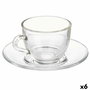 Taza con Plato Vivalto Transparente Vidrio 85 ml (6 Unidades)