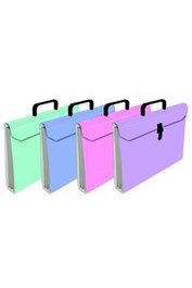 MARIOLA Paquete de 4 maletines fuelle formato acordeón con 6 bolsas, cartón plastificado, colores surtidos