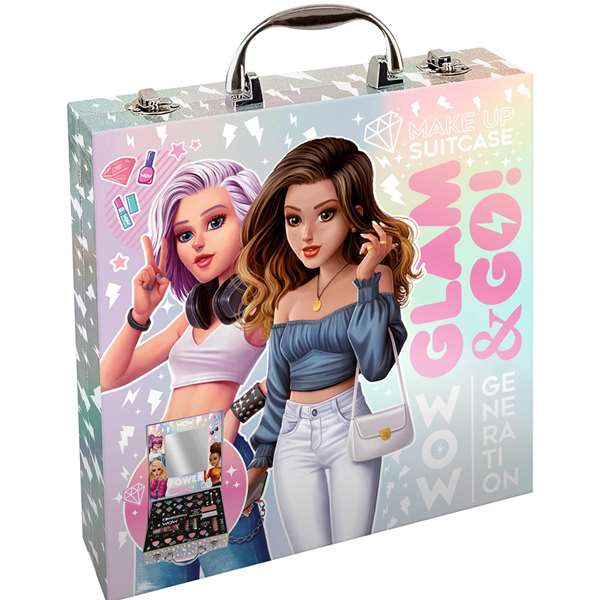 Wow Generation Maletín de Maquillaje Glam and Go con 23 Piezas - Incluye Sombras, Brillos, Espejo y Pintalabios