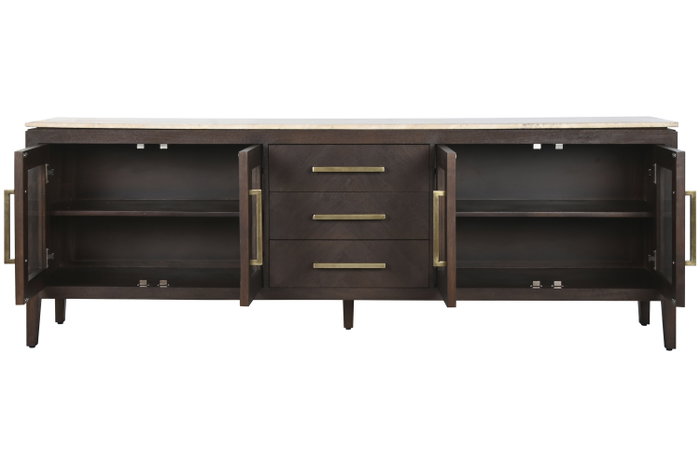 DKD Home Decor Buffet Mango y Mármol Travertino 200x40x70