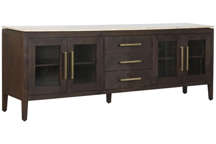 DKD Home Decor Buffet Mango y Mármol Travertino 200x40x70