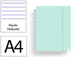 Carchivo Cuaderno Ingeniox Foam A4 80h Rayado Horizontal Menta Pastel con Discos