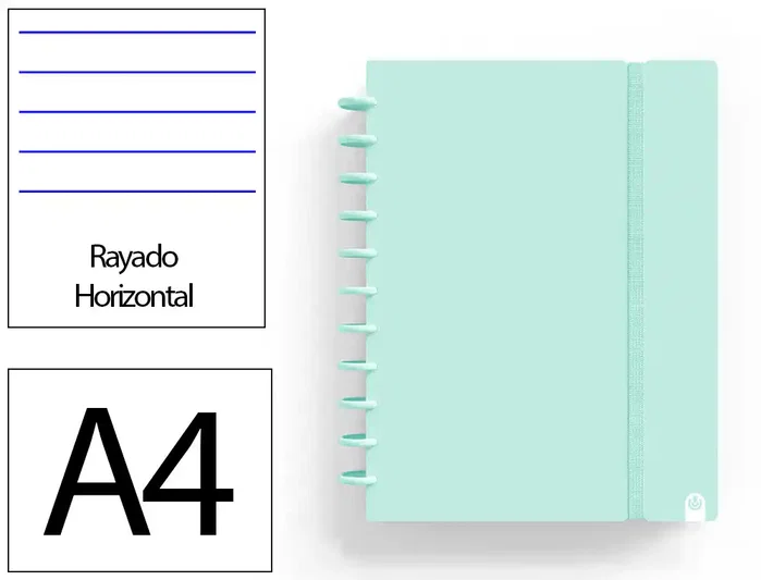 Carchivo Cuaderno Ingeniox Foam A4 80h Rayado Horizontal Menta Pastel con Discos Carchivo Cuaderno Ingeniox Foam A4 80h Rayado Horizontal Menta Pastel con Discos