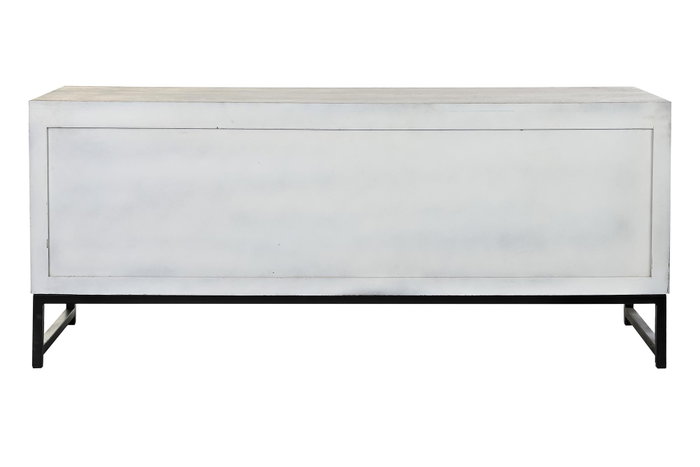 DKD Home Decor Mueble TV Blanco Mango y Metal 130 x 40 x 55 cm DKD Home Decor Mueble TV Blanco Mango y Metal 130 x 40 x 55 cm
