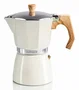 Haeger Cafetera Italiana Moka Pot 6 Beige de 6 tazas, de aluminio y baquelita