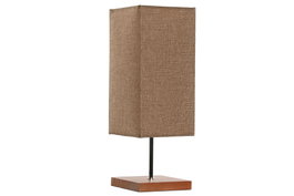 DKD Home Decor Lámpara de Sobremesa de Madera y Lino Marrón 15x15x43 cm